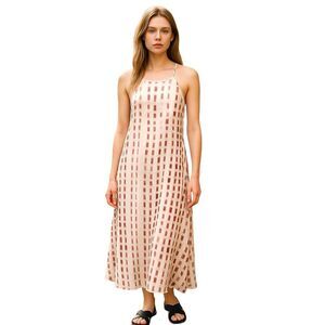 Chic Cream and Brown Maxi Dress